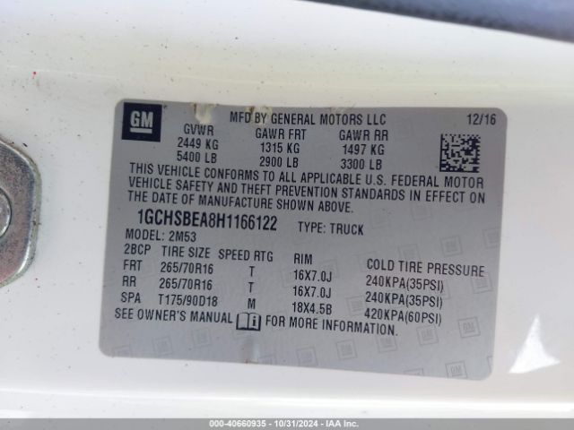 1GCHSBEA8H1166122 Chevrolet Colorado Wt