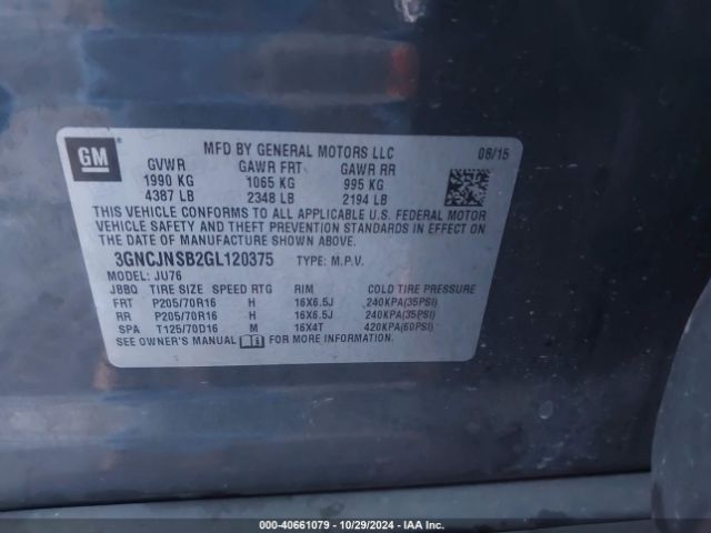 3GNCJNSB2GL120375 Chevrolet Trax 1ls