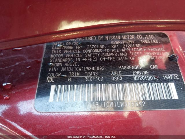 JN1BJ1CW1LW385892 Nissan Rogue Sport Sv Awd Xtronic Cvt