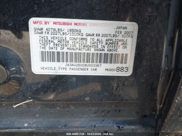 2008 MITSUBISHI LANCER JA3AU26U08U003367 Photo 8