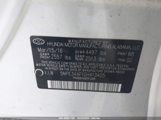 5NPE34AF1GH413405 Hyundai Sonata Limited