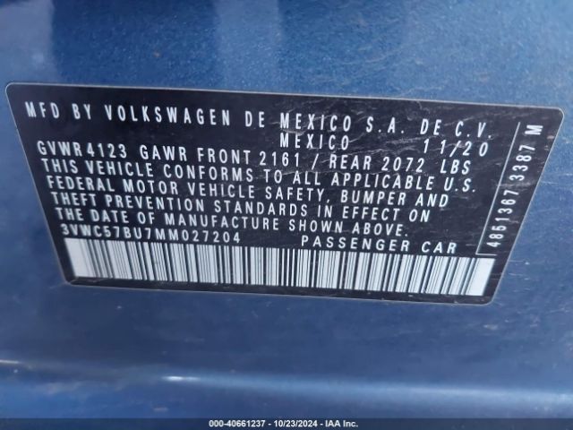3VWC57BU7MM027204 Volkswagen Jetta 1.4t R-line/1.4t S/1.4t Se