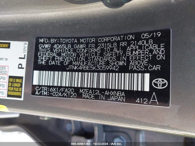 Toyota COROLLA SE 2019 JTNK4RBE5K3059942 Image 7