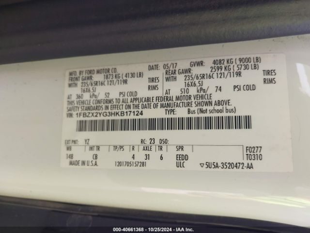 1FBZX2YG3HKB17124 Ford Transit-350 Xlt