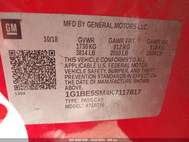 1G1BE5SM4K7117817 Chevrolet CRUZE LT