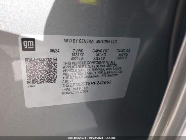1G1ZD5ST8RF241663 Chevrolet Malibu Fwd 1lt