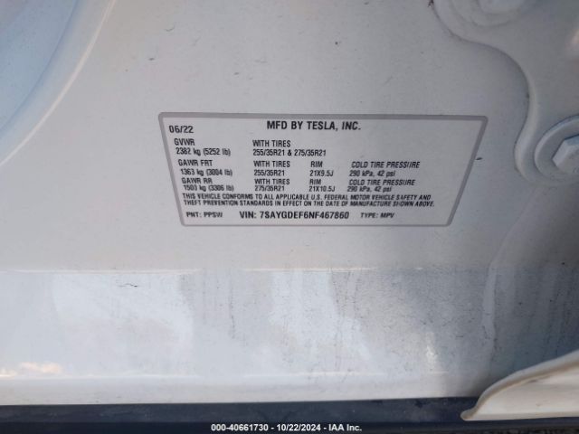7SAYGDEF6NF467860 Tesla Model Y Performance Dual Motor All-wheel Drive
