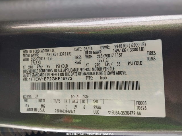 Ford F-150 Xlt 2016 1FTEW1EP2GKE15772 Image 9
