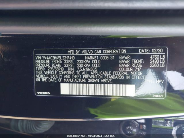 YV4AC2HK5L2317419 Volvo Xc40 T4 Momentum