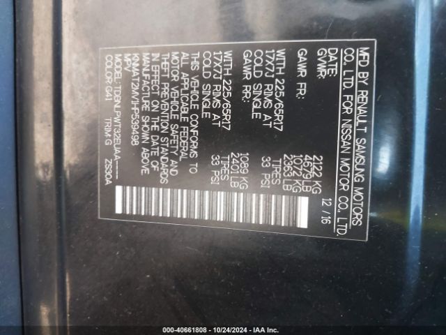 KNMAT2MV1HP539498 Nissan ROGUE S