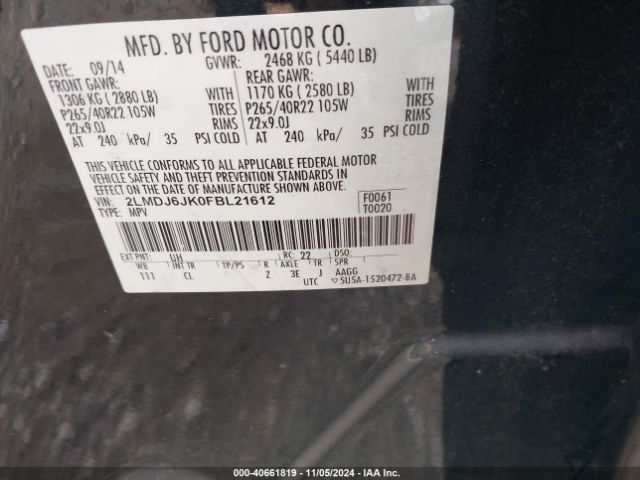 2LMDJ6JK0FBL21612 Lincoln MKX