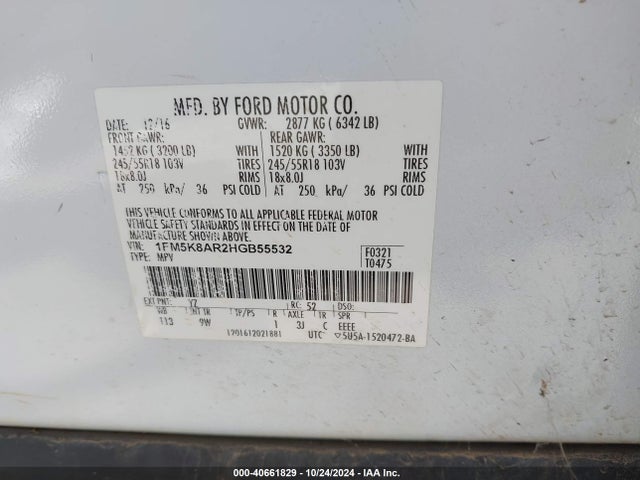 Ford Utility Police Interceptor 2017 1FM5K8AR2HGB55532 Image 9