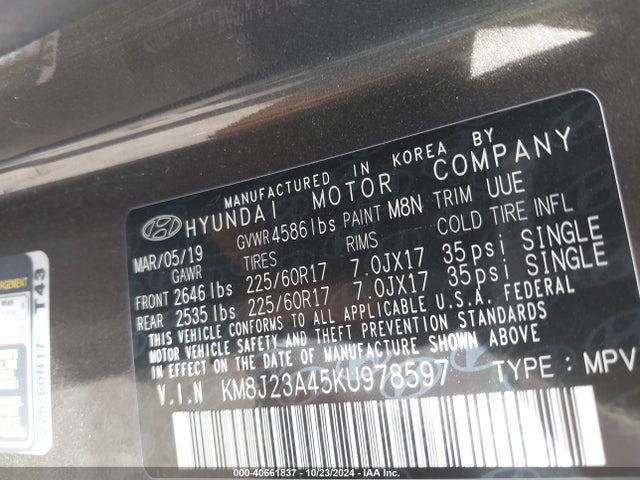 Hyundai TUCSON SE 2019 KM8J23A45KU978597 Image 9