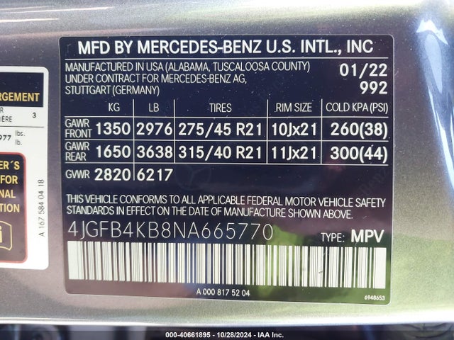 4JGFB4KB8NA665770 Mercedes-Benz Gle 350 4matic
