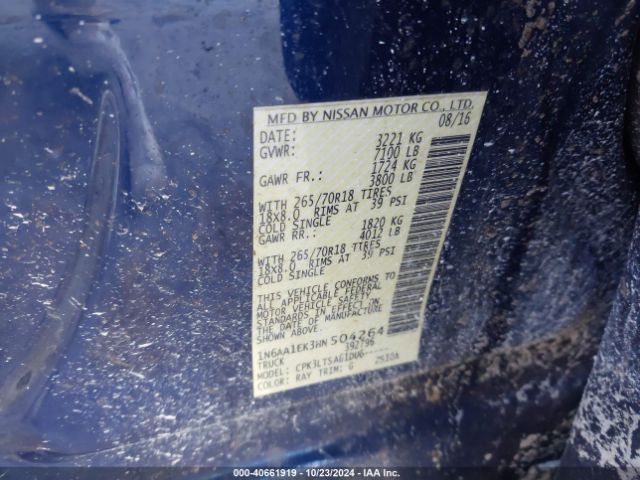 1N6AA1EK3HN504264 Nissan TITAN SV