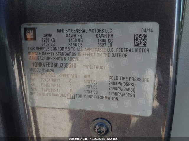 Chevrolet Traverse Ls 2014 1GNKVFED6EJ335510 Image 9