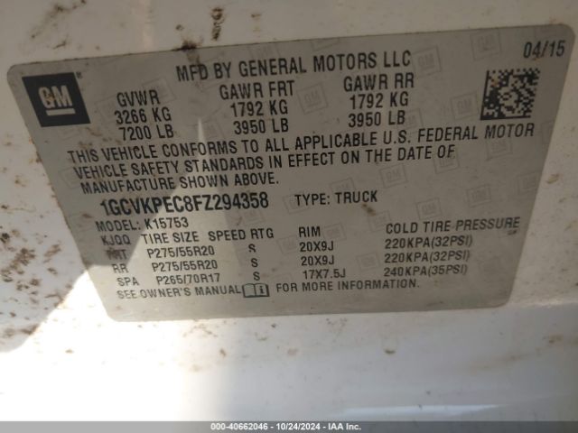 1GCVKPEC8FZ294358 Chevrolet Silverado 1500 Ls