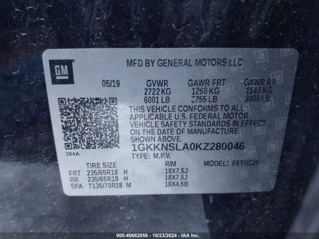 1GKKNSLA0KZ280046 GMC Acadia Sle-2