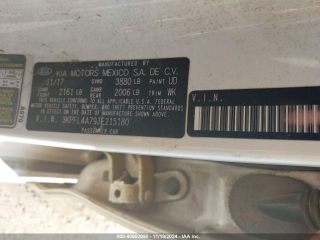 3KPFL4A79JE215180 KIA FORTE S