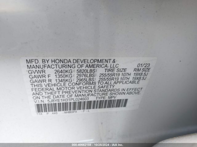 5J8YE1H31PL024603 Acura Mdx Standard