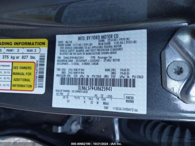 3LN6L5F94JR625941 Lincoln Mkz Reserve