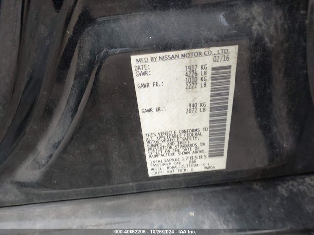 Nissan Altima 2.5 Sl 2016 1N4AL3APXGC178585 Image 9