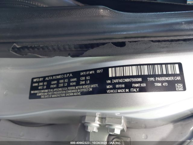 ZARFAECN8H7555086 Alfa Romeo Giulia Ti Rwd