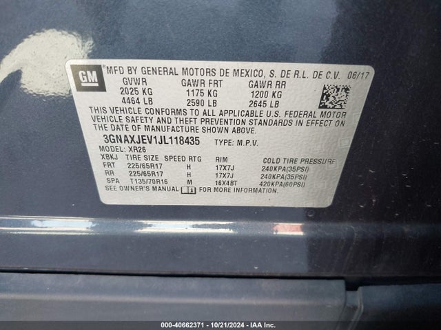Chevrolet EQUINOX LT 2018 3GNAXJEV1JL118435 Image 9