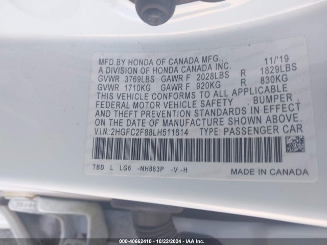 Honda Civic Sport 2020 2HGFC2F88LH511614 Image 9
