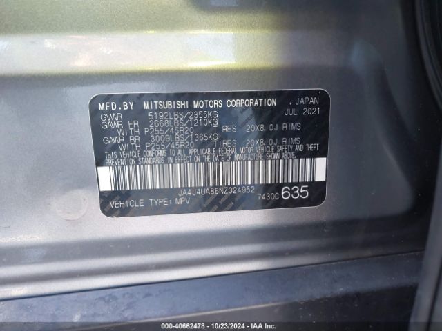 2022 MITSUBISHI OUTLANDER JA4J4UA86NZ024952 Photo 8