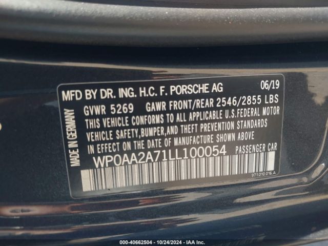 WP0AA2A71LL100054 Porsche PANAMERA 4
