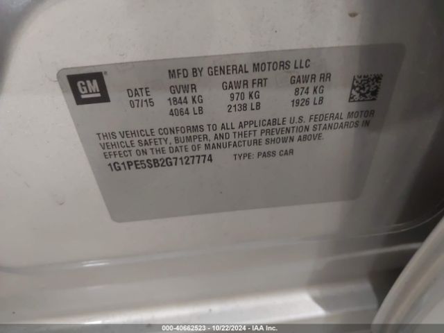 1G1PE5SB2G7127774 Chevrolet Cruze Limited 1lt Auto