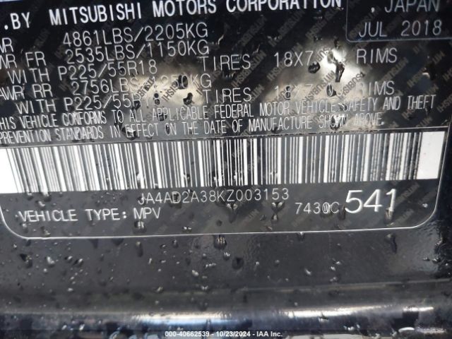 JA4AD2A38KZ003153 Mitsubishi Outlander Es