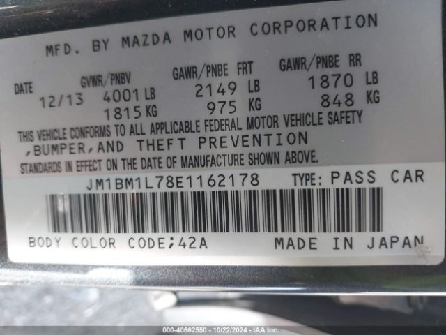 JM1BM1L78E1162178 Mazda Mazda3 I Touring