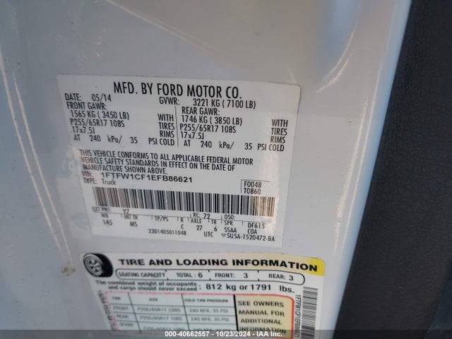 Ford F-150 Xlt 2014 1FTFW1CF1EFB86621 Image 9