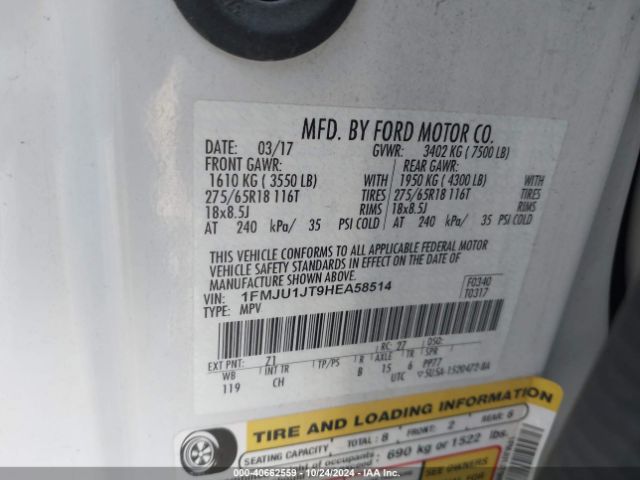 1FMJU1JT9HEA58514 Ford Expedition Xlt