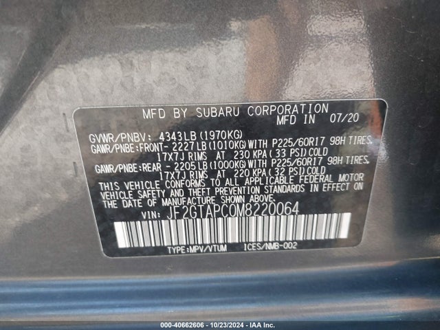 JF2GTAPC0M8220064 Subaru Crosstrek Premium