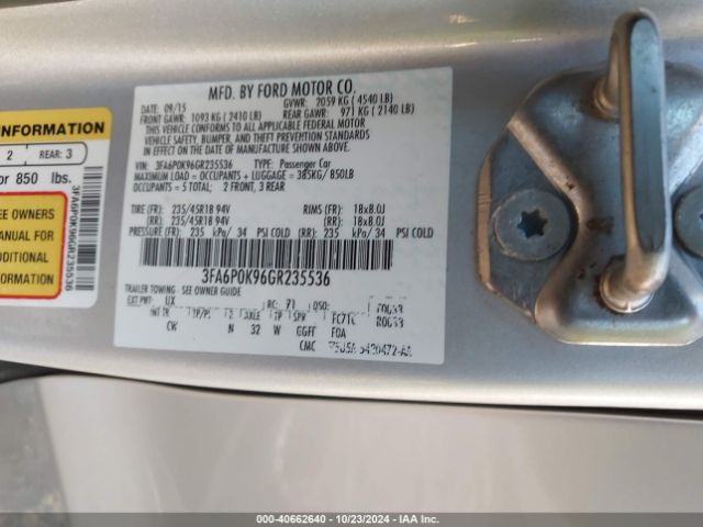 3FA6P0K96GR235536 Ford Fusion Titanium