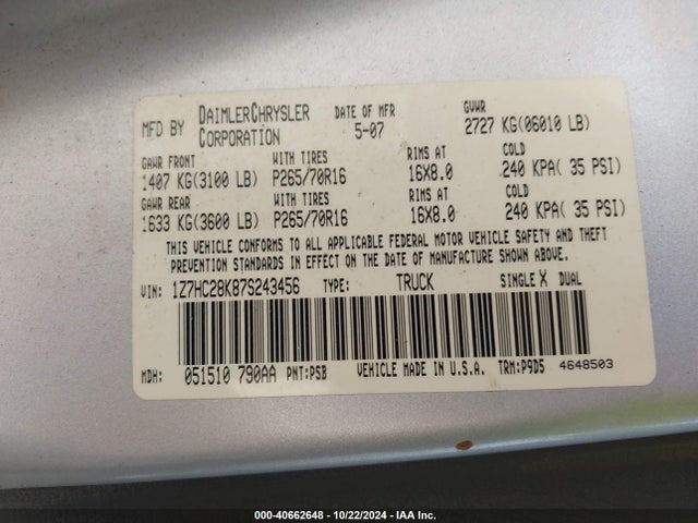 2007 MITSUBISHI RAIDER 1Z7HC28K87S243456 Photo 8