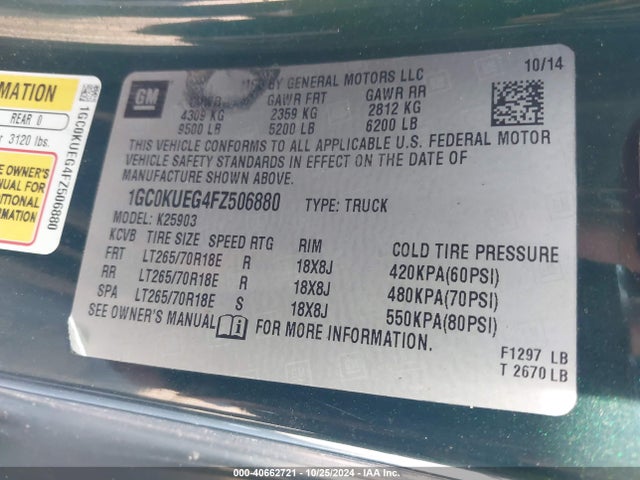 1GC0KUEG4FZ506880 Chevrolet Silverado 2500hd Wt