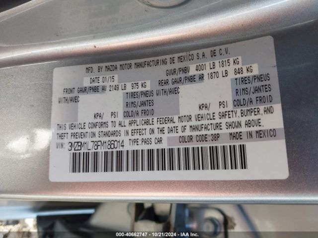 Mazda Mazda3 I Touring 2015 3MZBM1L78FM186014 Image 9