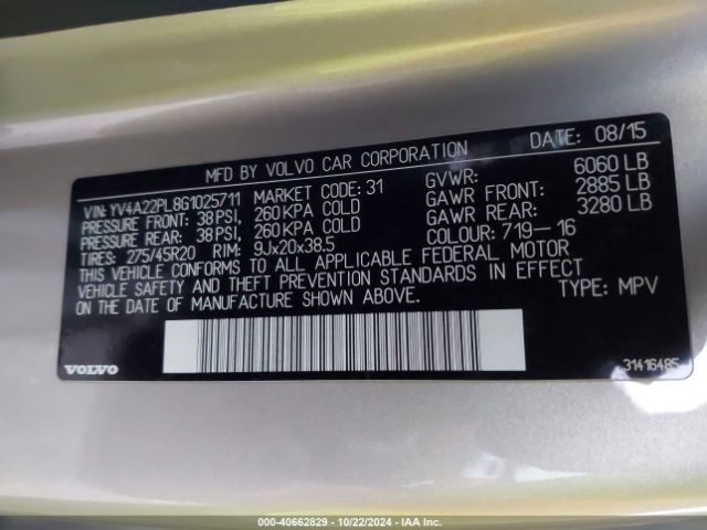 YV4A22PL8G1025711 Volvo Xc90 T6 Inscription
