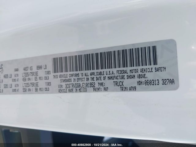 3C6TRVDG0JE101952 RAM Promaster 2500 High Roof 159 Wb