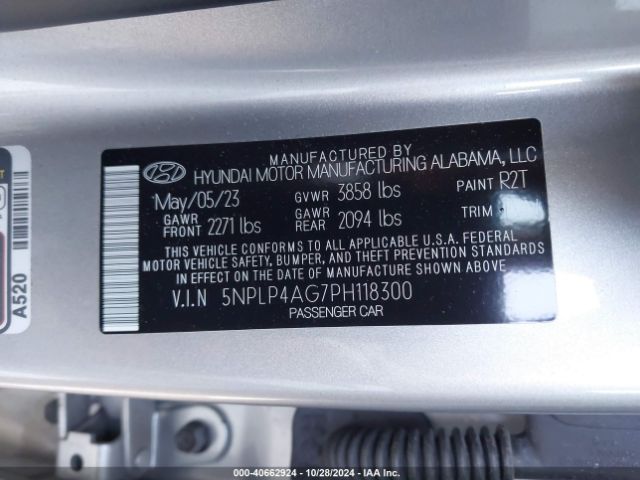 5NPLP4AG7PH118300 Hyundai Elantra Limited
