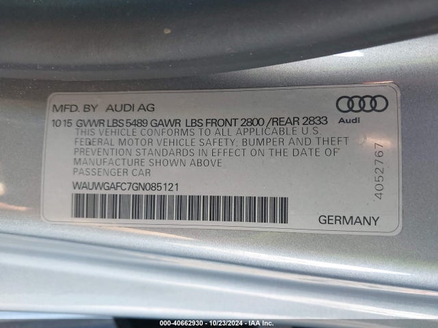 WAUWGAFC7GN085121 Audi A7 3.0t Premium Plus