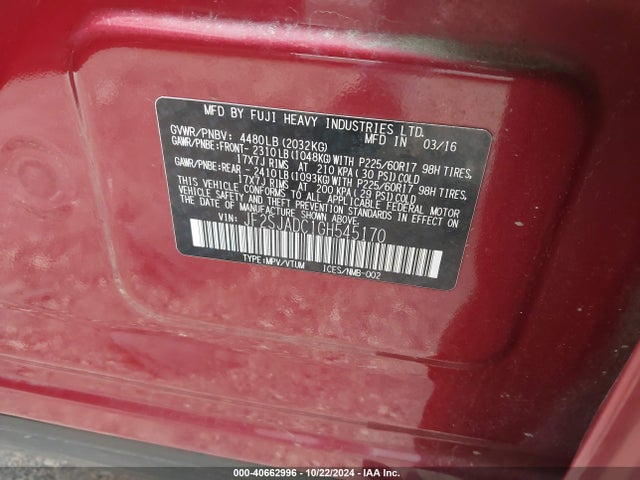 Subaru Forester 2.5i Premium 2016 JF2SJADC1GH545170 Image 9