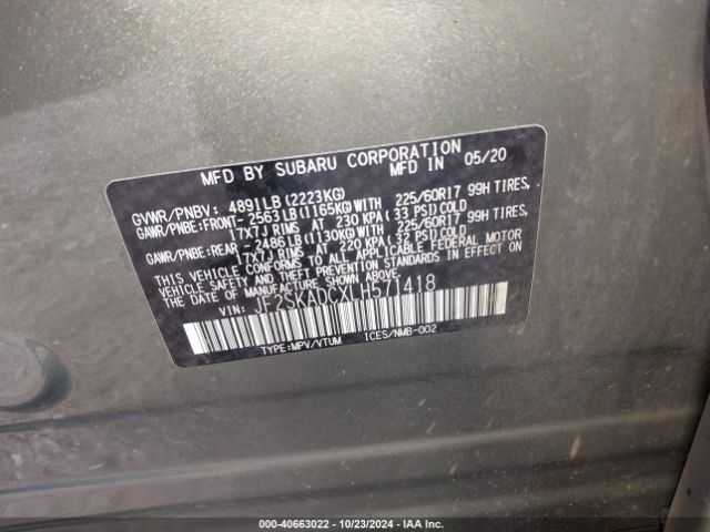 JF2SKADCXLH571418 Subaru Forester