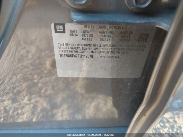 1G1RA6E47FU112078 Chevrolet Volt