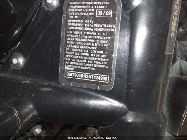 2010 TRIUMPH MOTORCYCLE AMERICA SMT905RN3AT424986 Photo 9