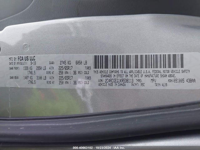 Dodge Grand Caravan Gt 2019 2C4RDGEG1KR538113 Image 9